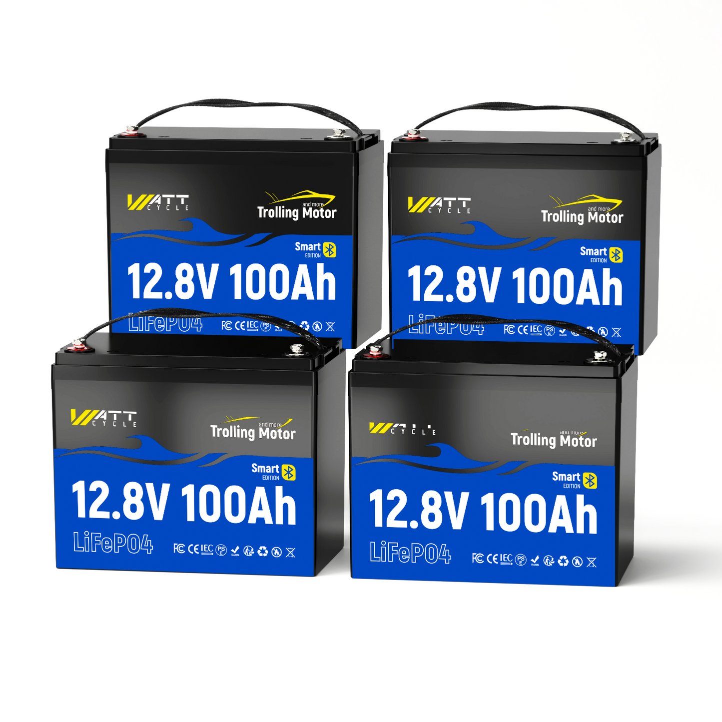 【BLACK FRIDAY SALES】WattCycle - 12V 100Ah Group 24 LiFePO4 Battery with Bluetooth for Trolling Motors