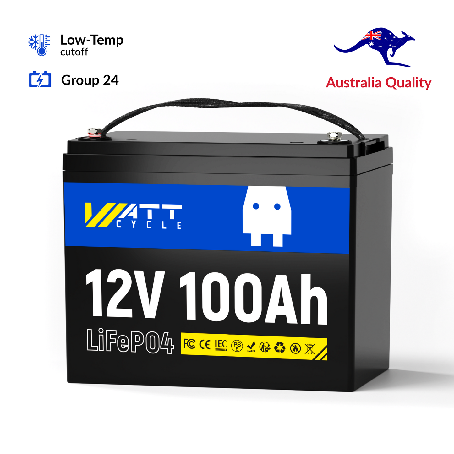 WattCycle AU - 12V 100Ah Group 24 LiFePO4 Battery