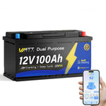 WattCycle 12V 100Ah Dual Purpose Marine Cranking LiFePO₄ Battery – 1200CCA, Bluetooth & Self-Heating