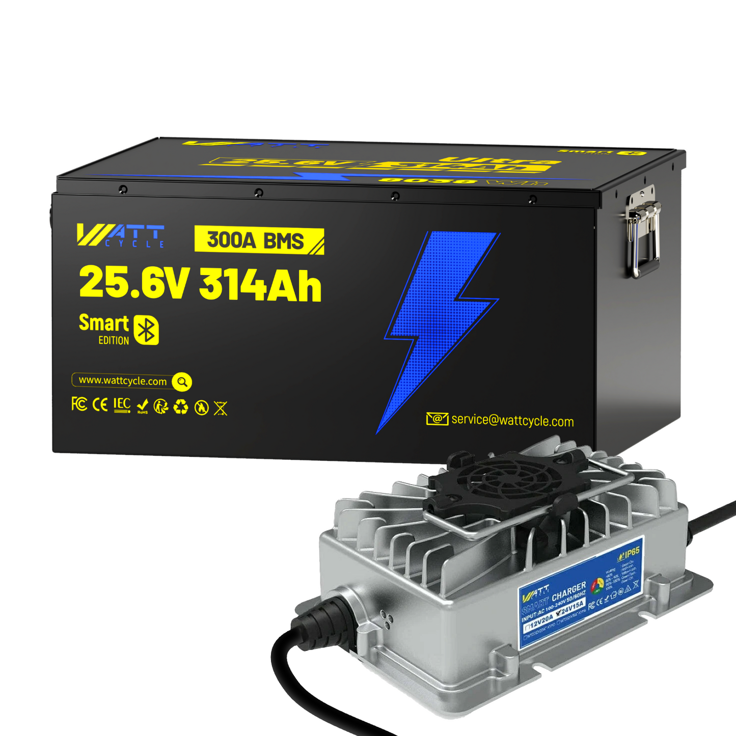 【BLACK FRIDAY SALES】WattCycle - 24V 314Ah Ultra LiFePO4 Battery with Bluetooth