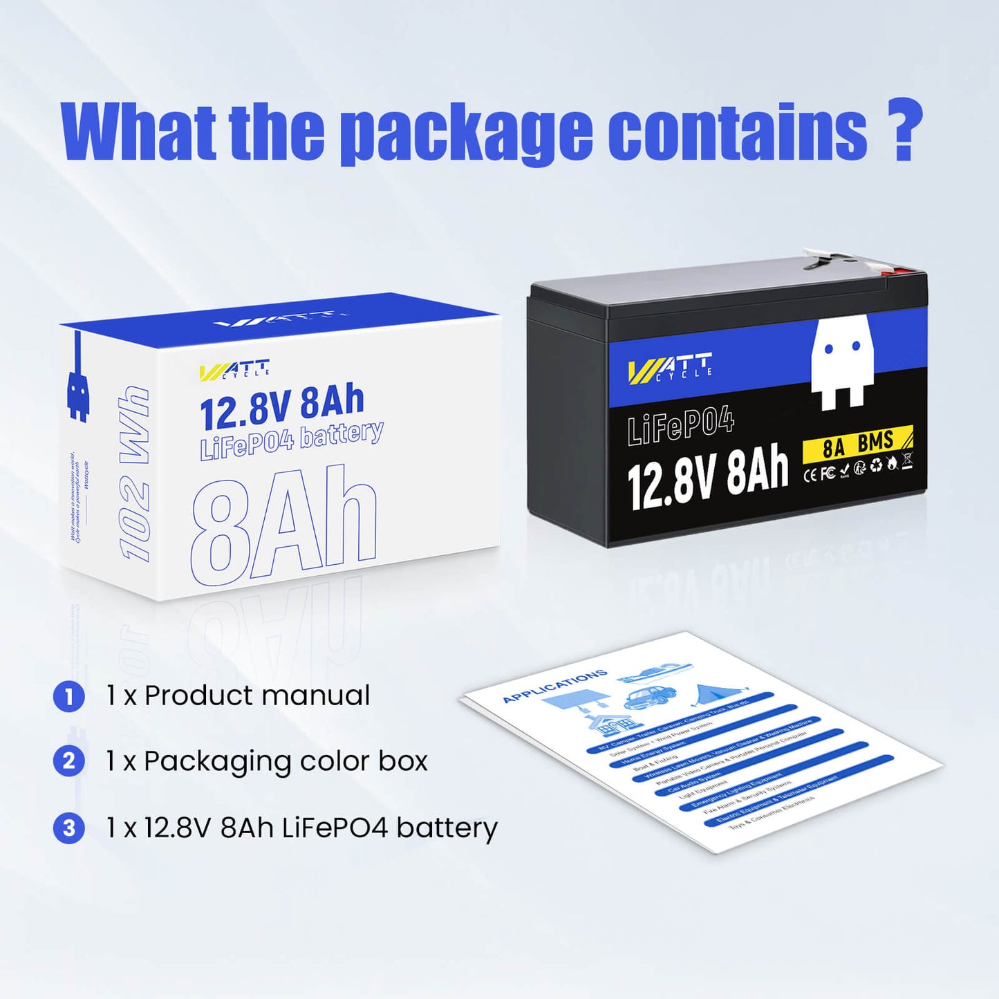 WattCycle AU - 12V 8Ah LiFePO4 Battery