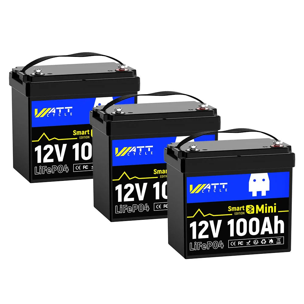 【BLACK FRIDAY SALES】WattCycle - 12V 100Ah Mini Bluetooth LiFePO4 Battery