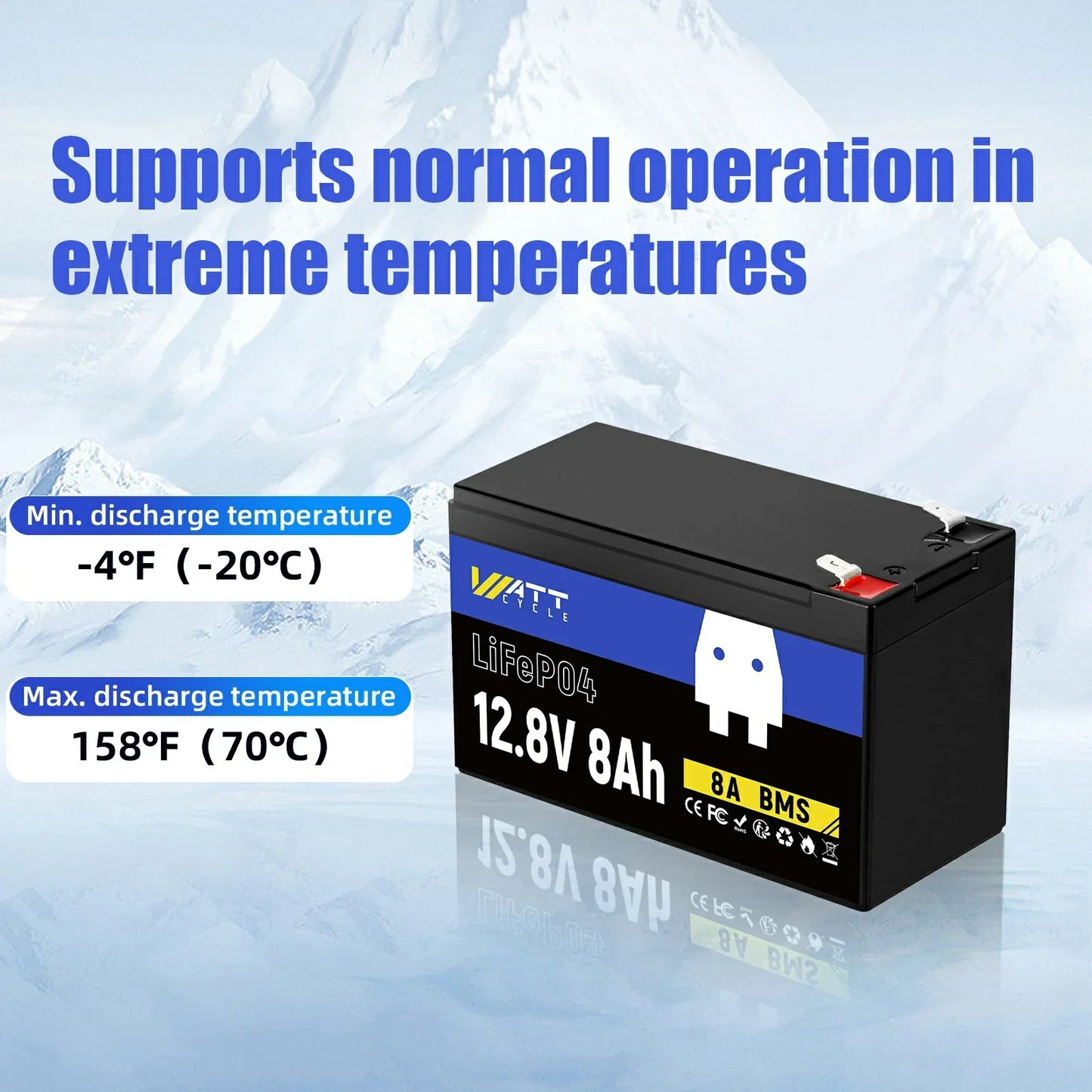 WattCycle AU - 12V 8Ah LiFePO4 Battery