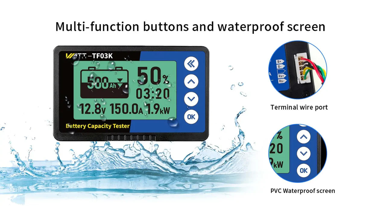 WattCycle AU - 500A LiFePO4 Battery Monitor with Shunt