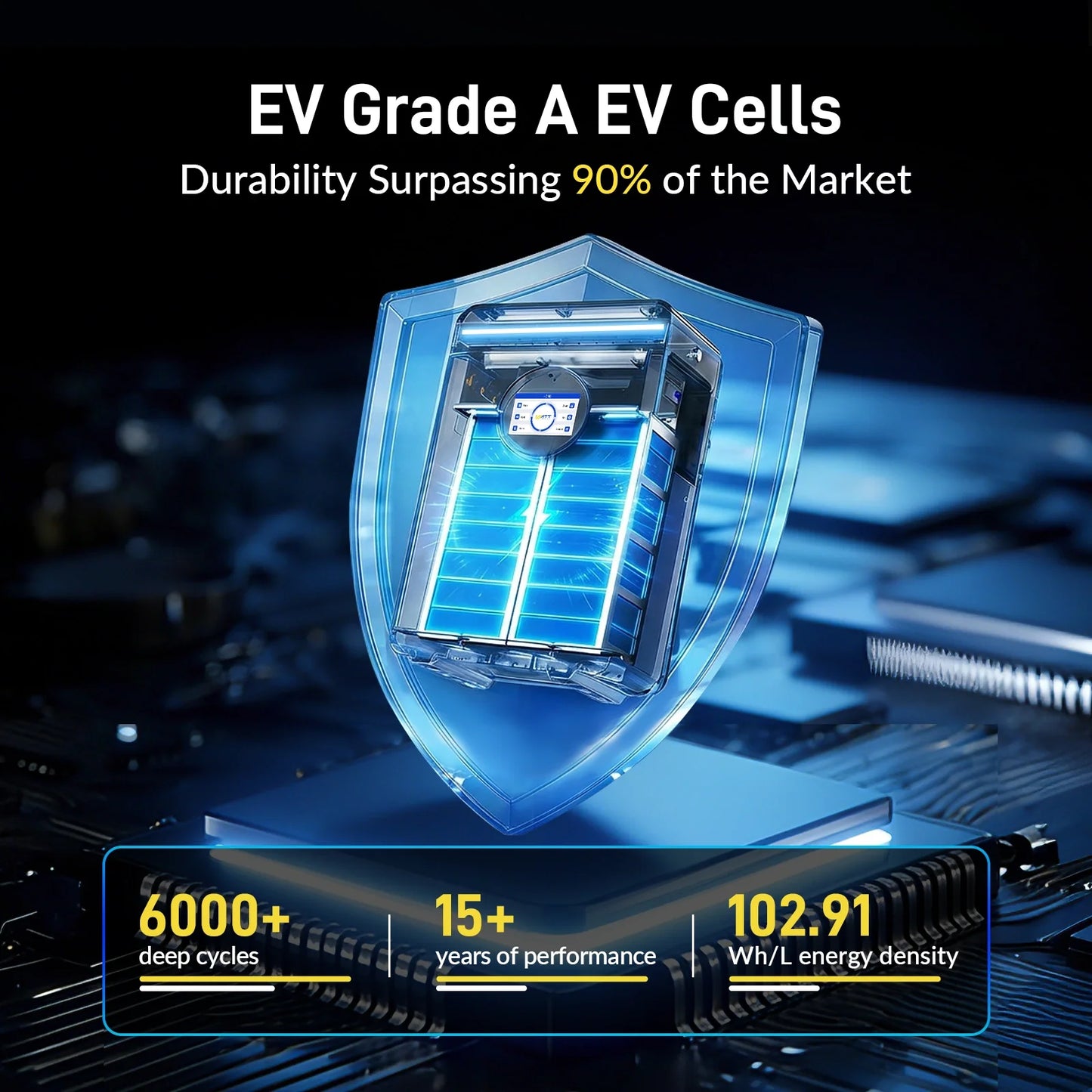 WattCycle 5.12kWh 48V 100Ah Wall-Mount LiFePO4 Battery – Bluetooth, Active Balancing & RS485/CAN Communication