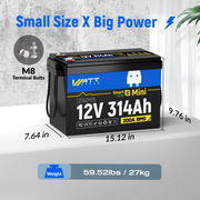 ⚡️Presale⚡️WattCycle 12V 314Ah Mini Bluetooth LiFePO₄ Battery – Compact, High-Capacity Power