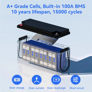 WattCycle 24V 100Ah LiFePO4 Battery – Low-Temperature Protection for 30–70 lbs Trolling Motors