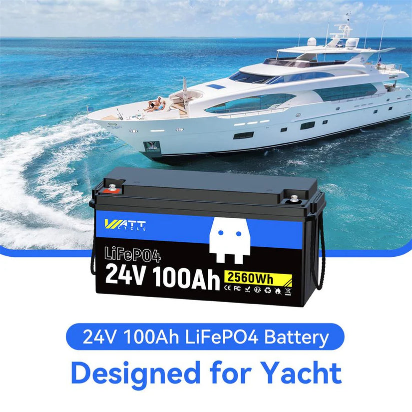 WattCycle 24V 100Ah LiFePO4 Battery – Low-Temperature Protection for 30–70 lbs Trolling Motors