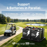 WattCycle 48V 50Ah Bluetooth LiFePO₄ Battery with 100A BMS – For Golf Carts & Ride-On Mowers