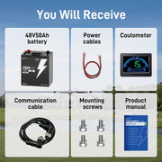 WattCycle 48V 50Ah Bluetooth LiFePO₄ Battery with 100A BMS – For Golf Carts & Ride-On Mowers