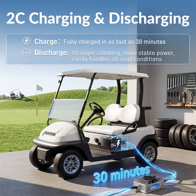 WattCycle 48V 50Ah Bluetooth LiFePO₄ Battery with 100A BMS – For Golf Carts & Ride-On Mowers