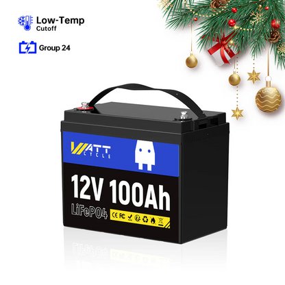 WattCycle 12V 100Ah Group 24 LiFePO4 Battery