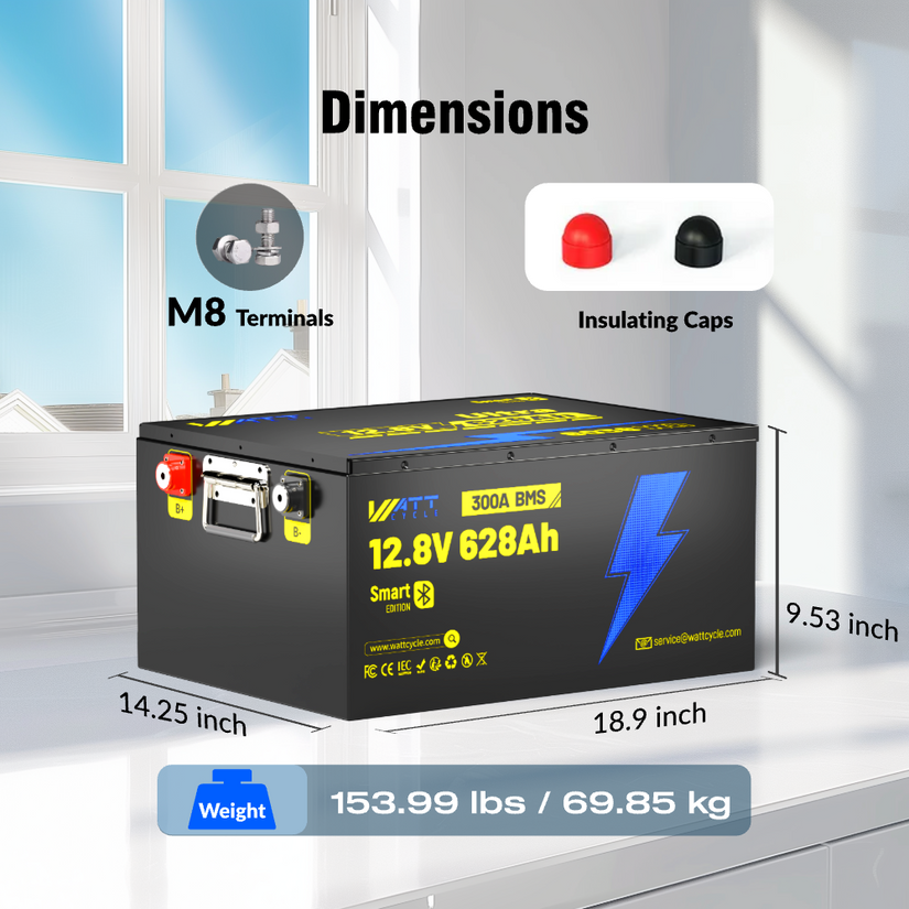 Local Pickup WattCycle 12V 628Ah Ultra Bluetooth LiFePO4 Battery (BMS 300A)