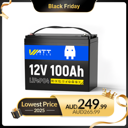 【BLACK FRIDAY SALES】WattCycle - 12V 100Ah Group 24 LiFePO4 Battery