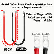 WattCycle Battery Cable Set, 2pcs 4 AWG + 2pcs 6 AWG Pure Copper Wires with Terminals for Solar, RV, Marine, Boat & Inverter