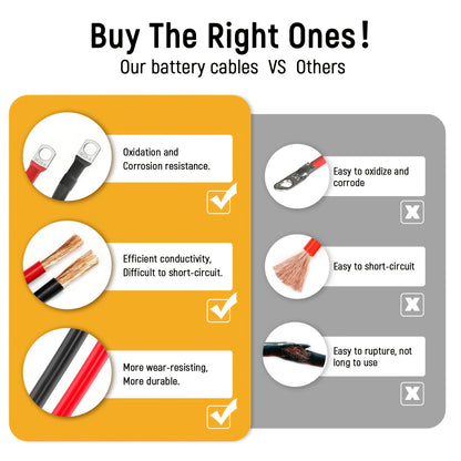 WattCycle 1pc 2pcs 4 AWG And 2pcs 6 AWG(30cm +60cm) Battery Cable Set with Terminals,0.31lnch Terminals Pure Copper Power Inverter Wire Set for Solar Marine Boat RV Car Motorcycle (2 Red +2 Black Cab