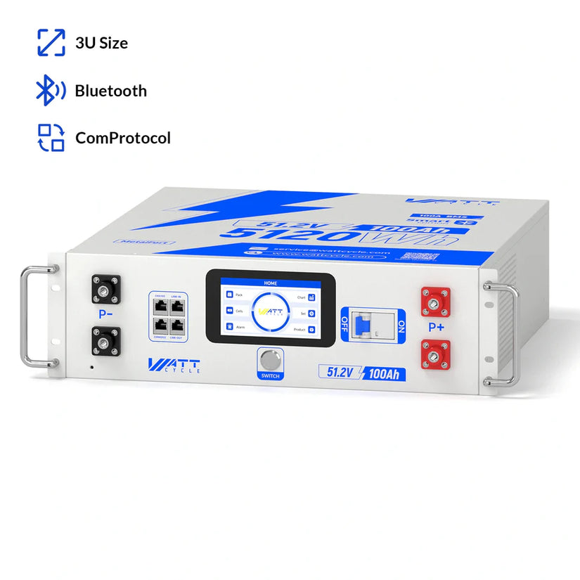 Local Pickup WattCycle V2 48V 100Ah LiFePO₄ Rack Battery – Active Balancing | LCD | Bluetooth | Smart Comms