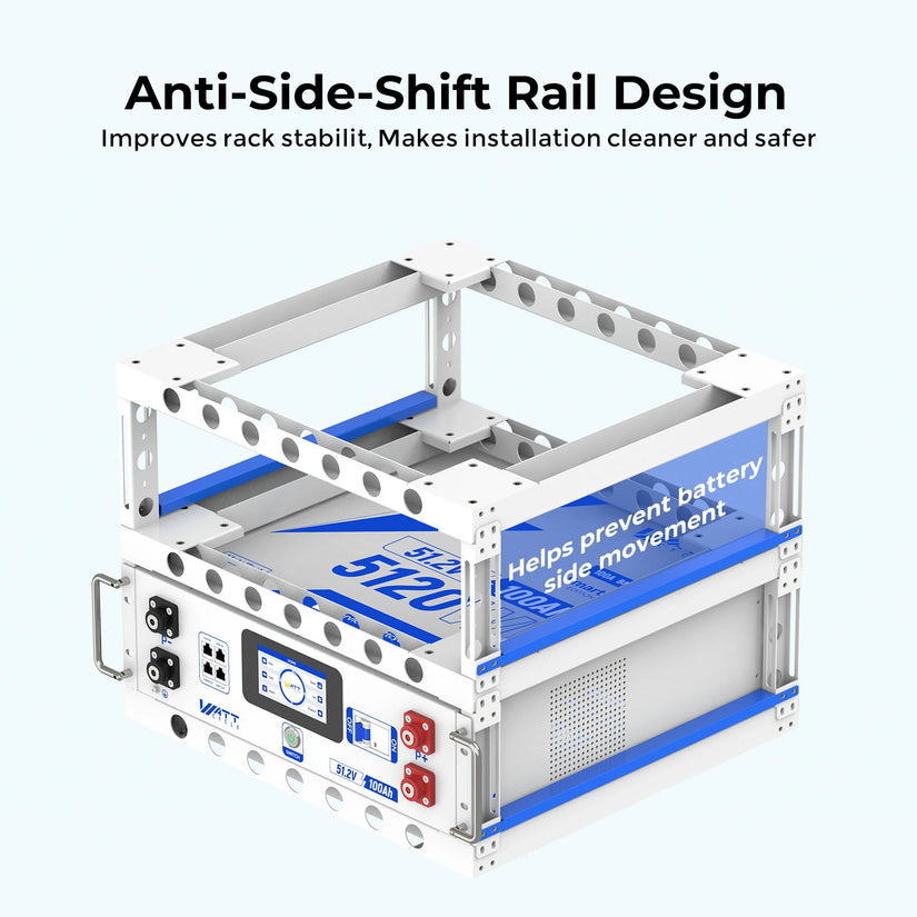 ⚡ Upgraded V2 ⚡ Seismic-Resistant Stackable 2-Tier Battery Rack for Rack-Mount LiFePO₄ Batteries