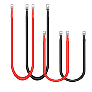 WattCycle Battery Cable Set, 2pcs 4 AWG + 2pcs 6 AWG Pure Copper Wires with Terminals for Solar, RV, Marine, Boat & Inverter