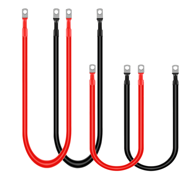 WattCycle Battery Cable Set, 2pcs 4 AWG + 2pcs 6 AWG Pure Copper Wires with Terminals for Solar, RV, Marine, Boat & Inverter