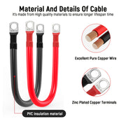 WattCycle Battery Cable Set, 2pcs 4 AWG + 2pcs 6 AWG Pure Copper Wires with Terminals for Solar, RV, Marine, Boat & Inverter