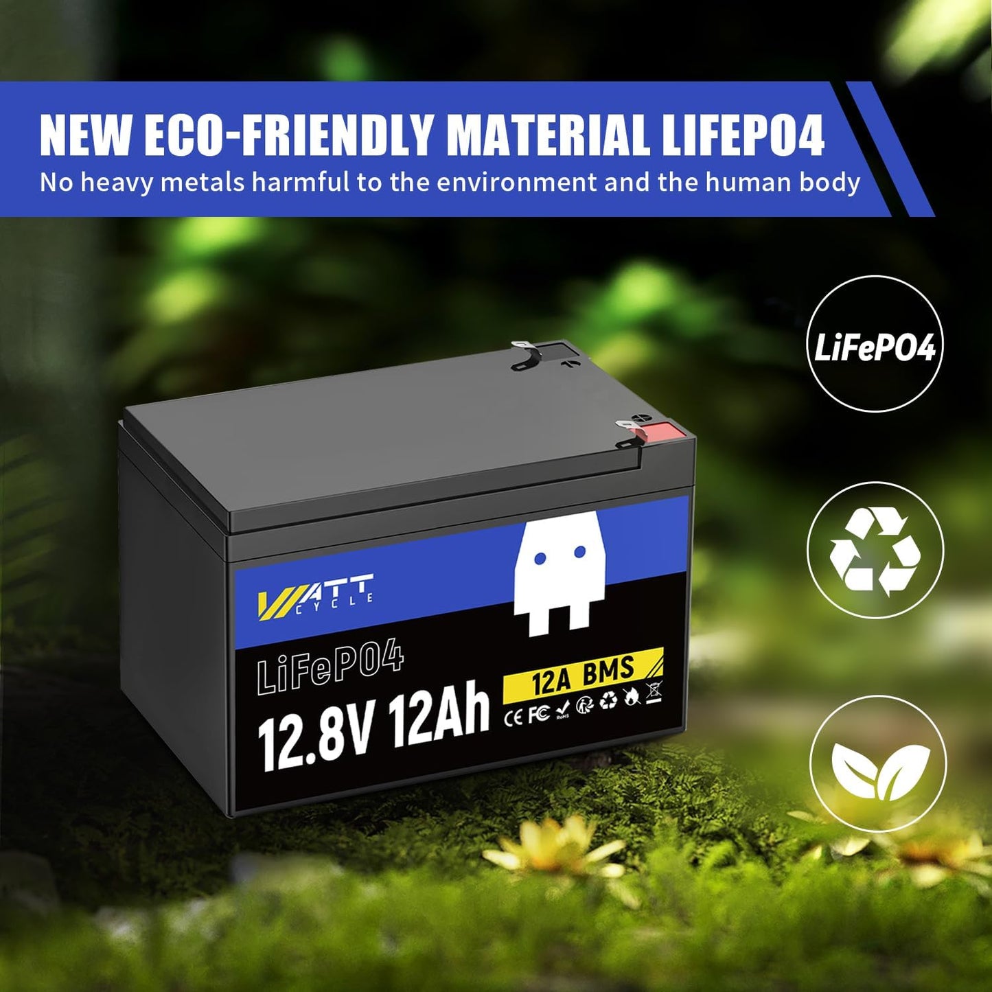 WattCycle 12V 12Ah LiFePO4 Battery