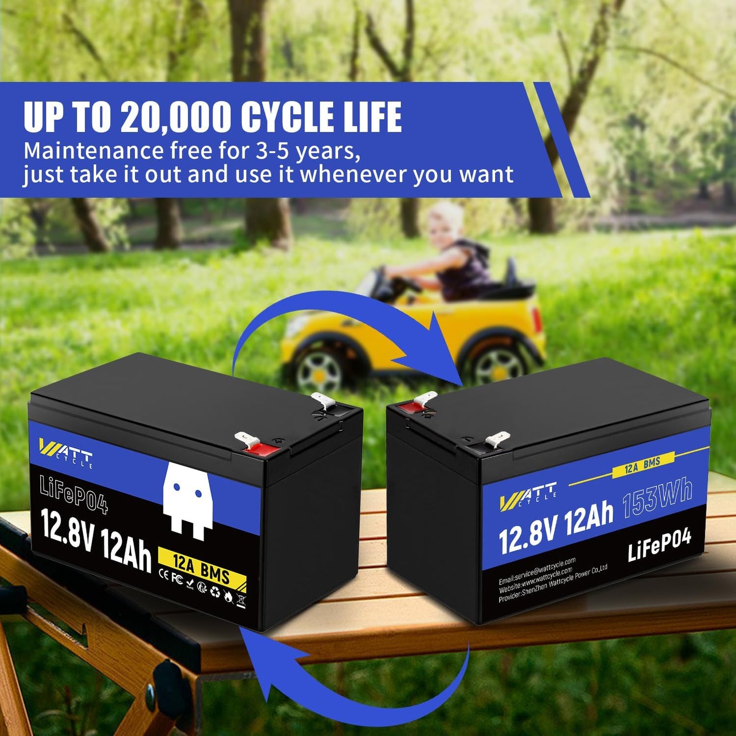 WattCycle 12V 12Ah LiFePO4 Battery