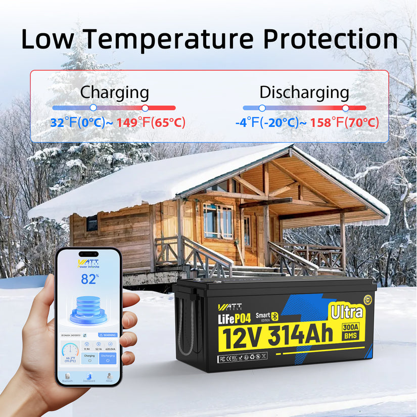 WattCycle 12V 314Ah Ultra Bluetooth LiFePO4 Battery (BMS 300A)