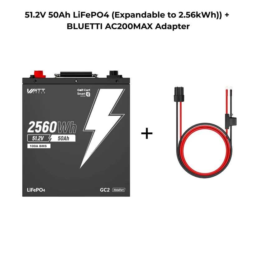 WattLINK P90D Expansion Cable for Bluetti AC300 / AC200MAX / AC200L, 48V Battery-to-PPS Adapter with 80A Fuse & 8AWG Wire