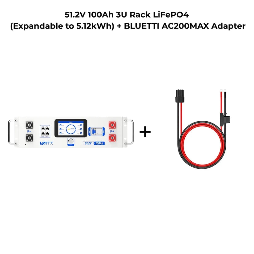 WattLINK P90D Expansion Cable for Bluetti AC300 / AC200MAX / AC200L, 48V Battery-to-PPS Adapter with 80A Fuse & 8AWG Wire