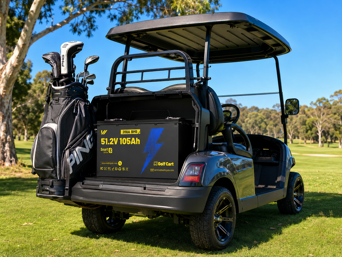 WattCycle 48V 105Ah Golf Cart LiFePO4 Battery – 200A BMS & Metal Housing