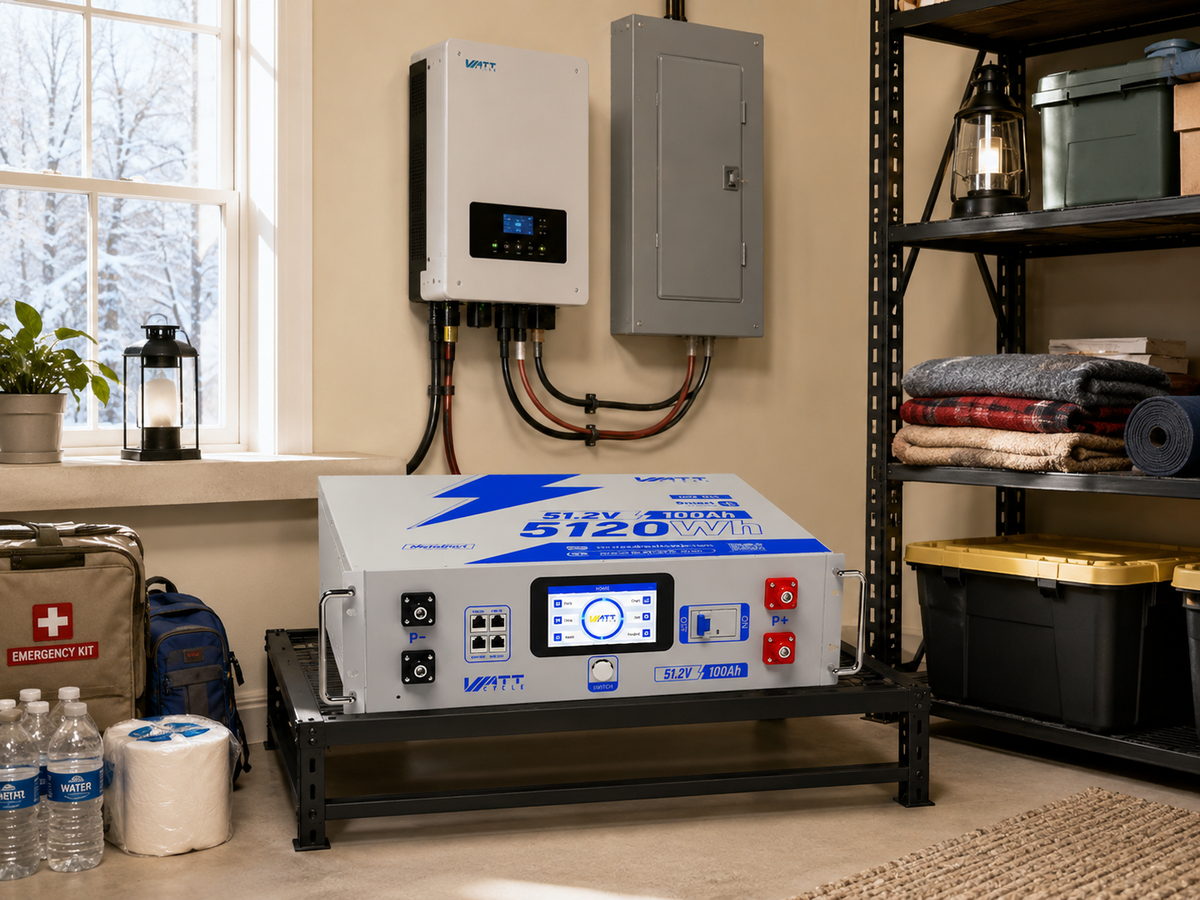 WattCycle V2.5 48V 100Ah Rack LiFePO4 Battery – Bluetooth Monitoring & Active Balancing & LCD & Smart Comms