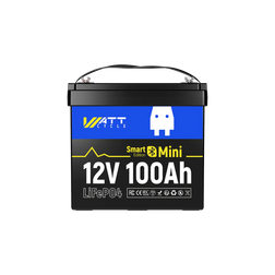 WattCycle 12V 100Ah Mini Bluetooth LiFePO₄ Battery – Group 22NF, Lightweight Compact Power