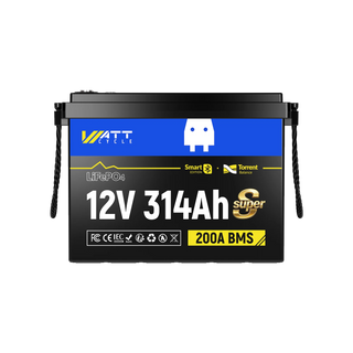 WattCycle 12V 314Ah Mini Super Powerhouse LiFePO₄ Battery – Bluetooth, 3A Active Balancer & Low-Temp Protection