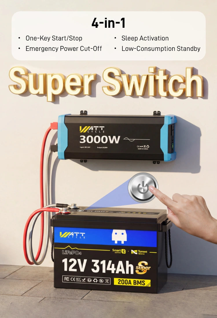 WattCycle 12V 314Ah LiFePO4 Battery Series