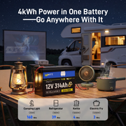 WattCycle 12V 314Ah Mini Super Powerhouse LiFePO₄ Battery – Bluetooth, 3A Active Balancer & Low-Temp Protection