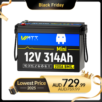 【BLACK FRIDAY SALES】WattCycle - 12V 314Ah Mini LiFePO4 Battery