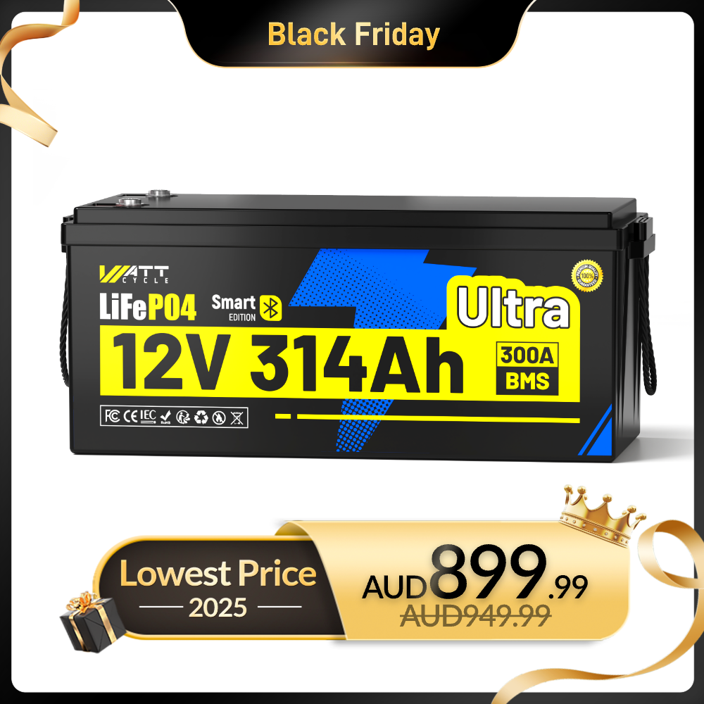 【BLACK FRIDAY SALES】WattCycle - 12V 314Ah Ultra BT LiFePO4 Battery