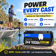 WattCycle 24V 100Ah LiFePO₄ Deep Cycle Battery for Trolling Motors, Marine & Off-Grid Power