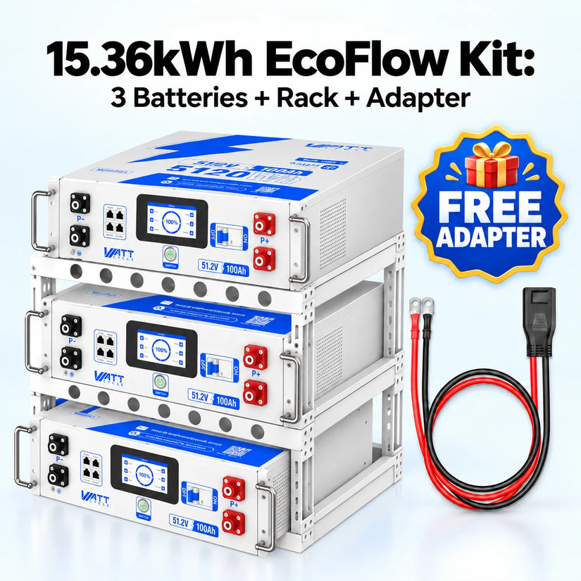WattCycle V2.5 5.12kWh 48V 100Ah Rack LiFePO4 Battery – Bluetooth Monitoring & Active Balancing & LCD & Smart Comms
