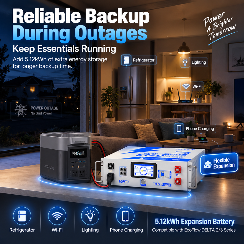 WattCycle V2.5 5.12kWh 48V 100Ah Rack LiFePO4 Battery – Bluetooth Monitoring & Active Balancing & LCD & Smart Comms