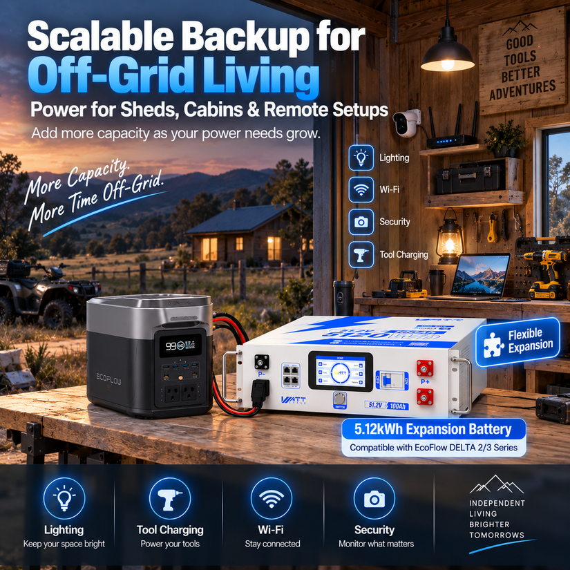 WattCycle V2.5 5.12kWh 48V 100Ah Rack LiFePO4 Battery – Bluetooth Monitoring & Active Balancing & LCD & Smart Comms