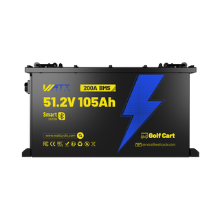 WattCycle 48V 105Ah Golf Cart LiFePO4 Battery – 200A BMS & Metal Housing