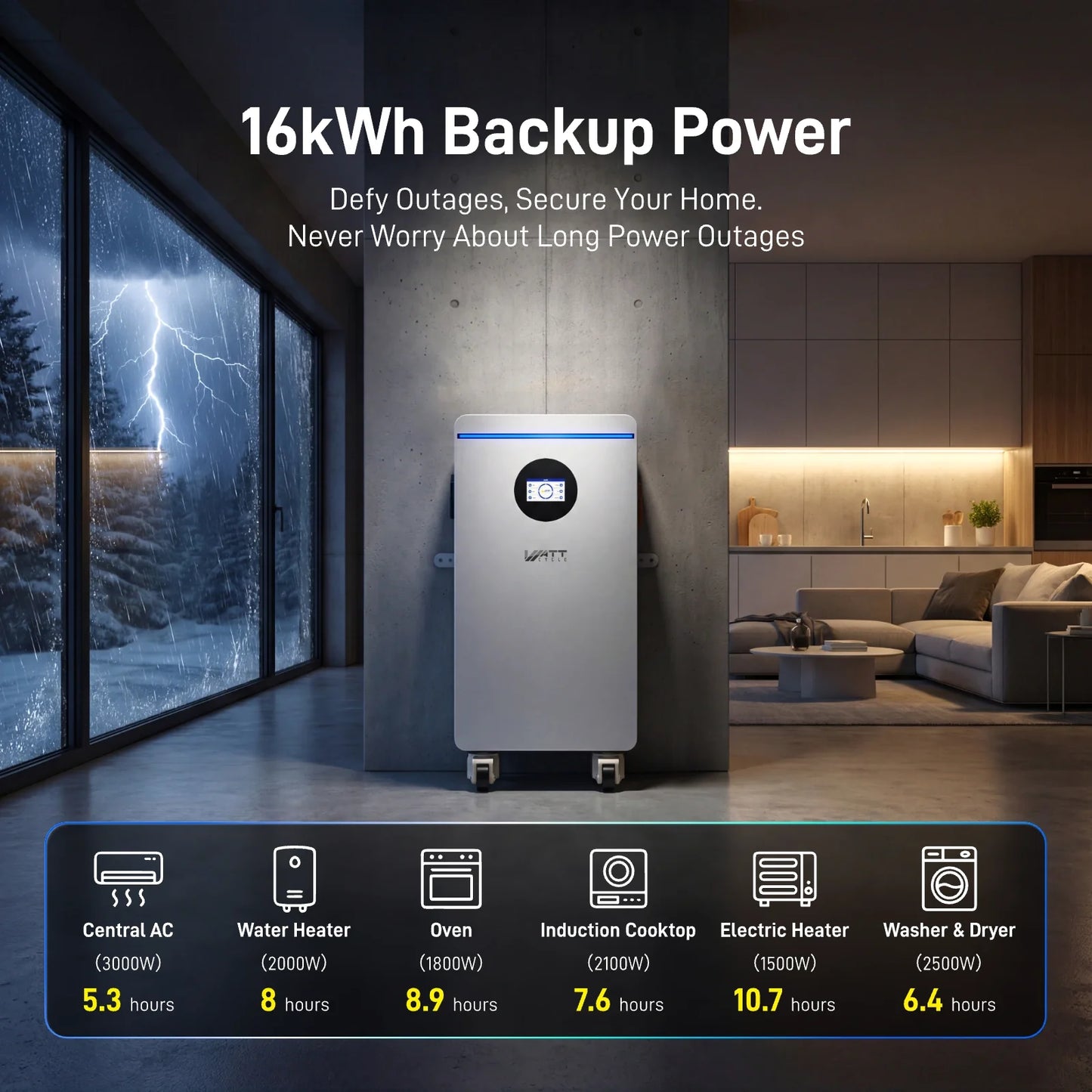 WattCycle 16kWh 48V 314Ah Wall-Mount Bluetooth LiFePO4  (Self Pickup)