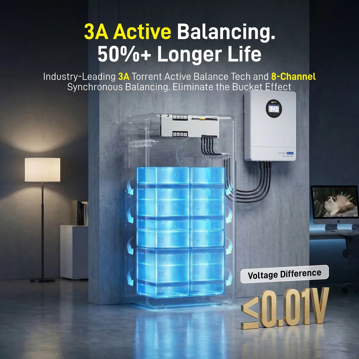WattCycle 16kWh 48V 314Ah Wall-Mount Bluetooth LiFePO4  (Self Pickup)
