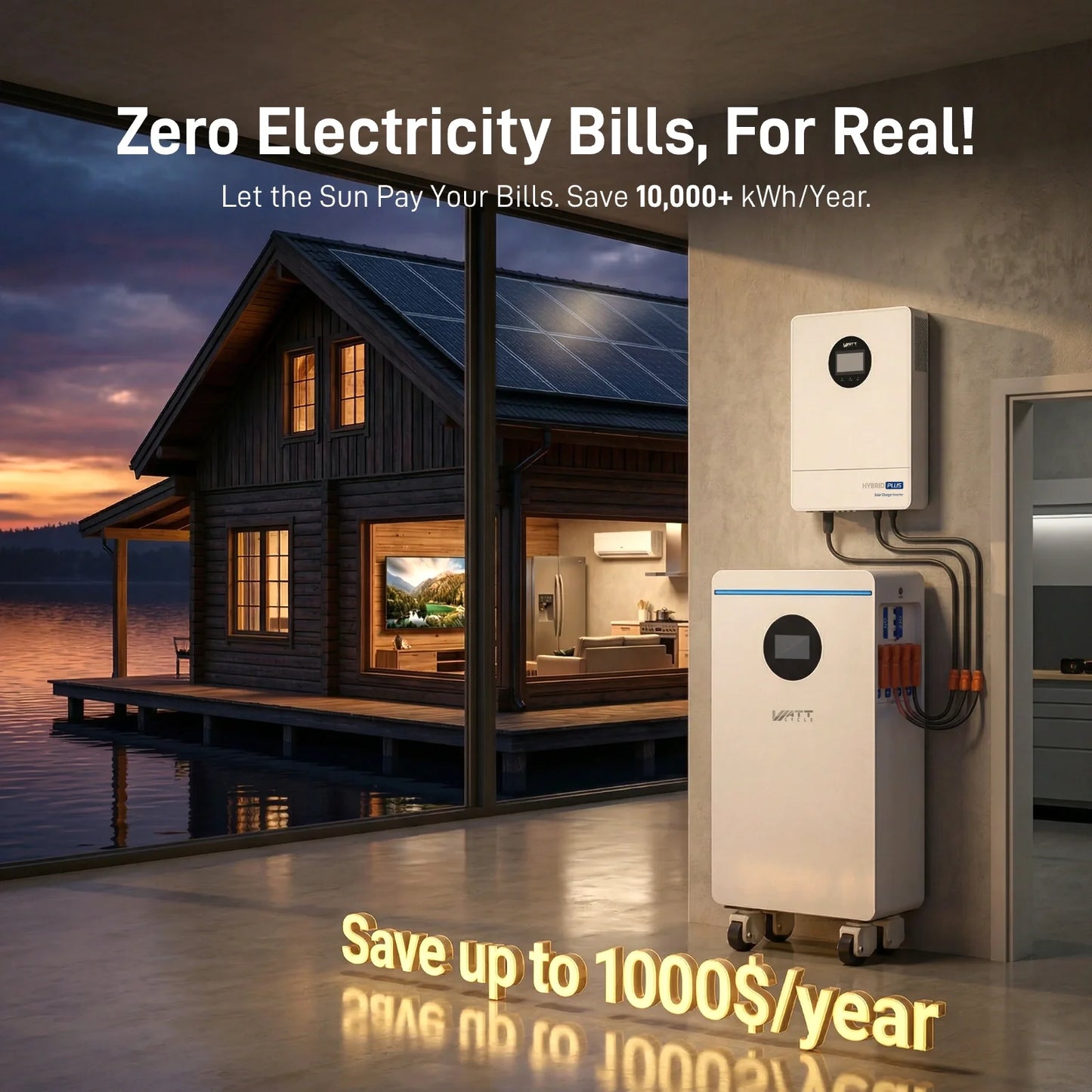 WattCycle 16kWh 48V 314Ah Wall-Mount Bluetooth LiFePO4  (Self Pickup)