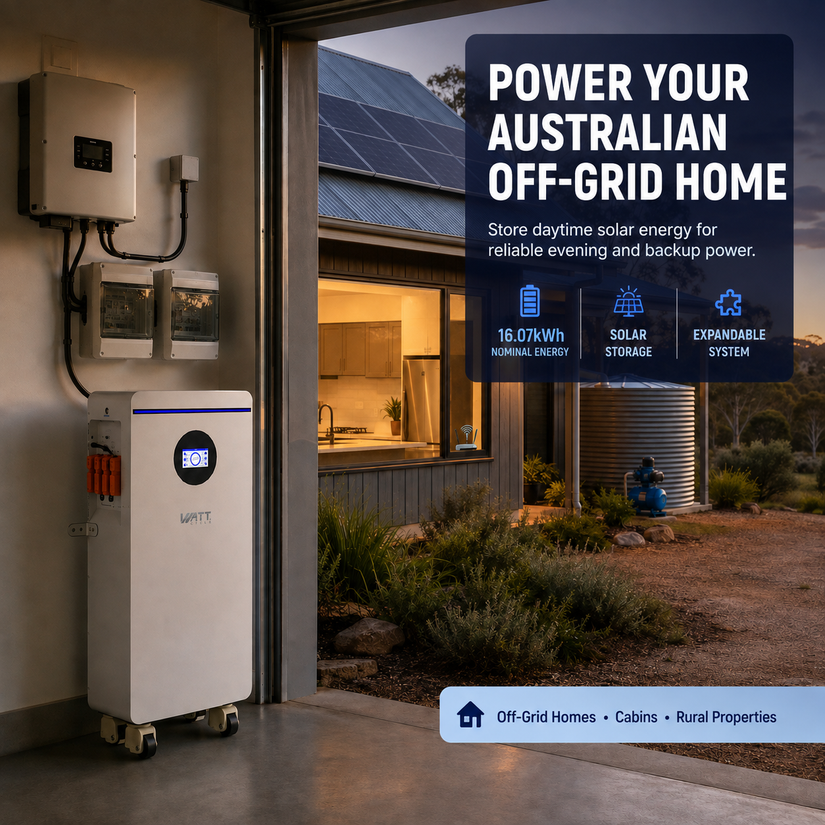 WattCycle 16kWh 48V 314Ah Floor-Standing LiFePO₄ Lithium Battery | 300A BMS, Bluetooth & CAN/RS485