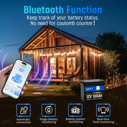 WattCycle AU - 12V 100Ah Mini Bluetooth LiFePO4 Battery