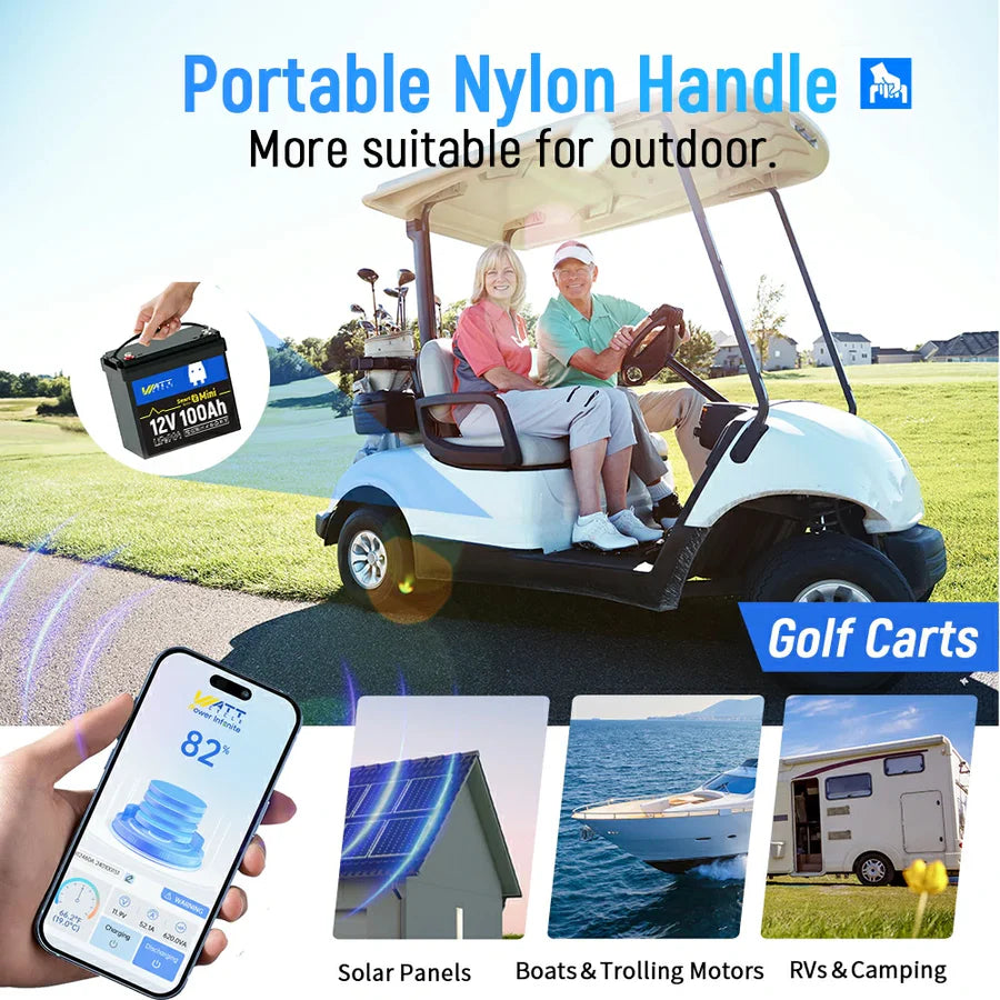 WattCycle AU - 12V 100Ah Mini Bluetooth LiFePO4 Battery