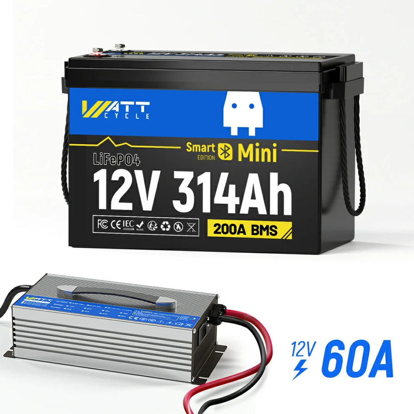 ⚡️Presale⚡️WattCycle 12V 314Ah Mini Bluetooth LiFePO₄ Battery – Compact, High-Capacity Power
